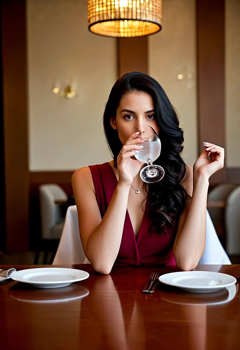 AI Porn Video of a Young Asian Woman with Black Hair at a Restaurant Setting